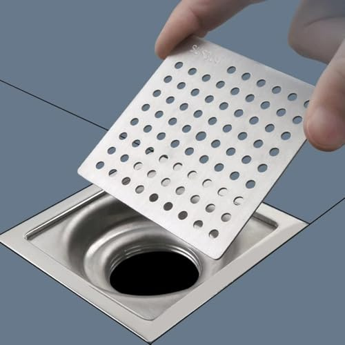 LTGXUE Protector de desagüe Cuadrado for Ducha, Tapa de desagüe de Suelo, Orificios for Filtro de 3,5 mm, Filtro de desagüe de Repuesto(14x14cm)