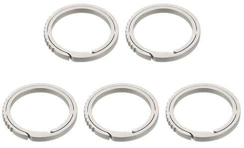 QUARKZMAN Anillos de Llavero de Titanio, 5 Pcs 0.9 Pulgadas Anillos de Llave Divididos con Empuje Lateral Anillo de Llave Dividido Círculo Variado para Casa Coche Oficina Llaves, Plateado