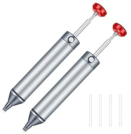 Swiixxer 2 Stück Lötsauger, Kein Verstopfen, Aluminium-Entlötpumpe, Lötsauggerät, Hitzebeständige Silikon-Saugdüse