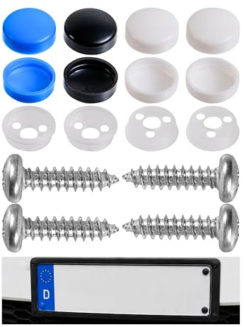 Vis de Plaque d'immatriculation avec Pointe de perçage, 24 pièces, M5 x 19 mm, Fixation de Plaque d'immatriculation avec caches, Fixation de Plaque d'immatriculation de Voiture