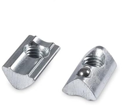 100 Stück Nutensteine Nut 6 - M3 Stahl verzinkt - mit Führungssteg und Federkugel einschwenkbar für Aluprofil 30x30 Nut 6, kompatibel mit item 0.0.459.44