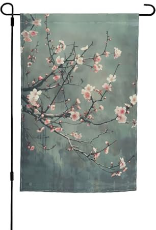 Drapeaux de jardin japonais d'impression de fleurs de cerisier pour vacances cour porche extérieur patio pelouse décoration drapeaux décorations