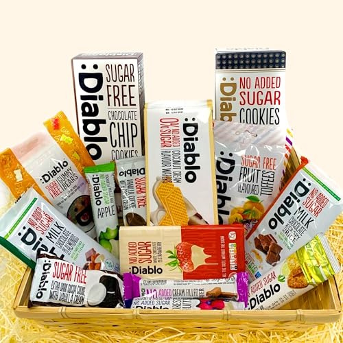 SugarFree Gift Set Hamper Box Basket Sweets Gummy Cookies Bar Bars Present Snack Sweet Basket Suitable for All Occasions Fathers Mothers Day Birthday Christmas Hamper by Guilt Free Snacking