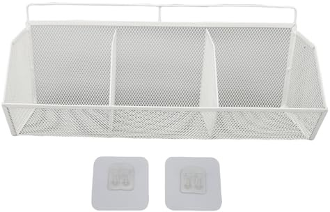 NOENNULL 3 Gitter Hängende Korb Wandmontage Hängende Küche Aufbewahrungskörbe, Metall Aufbewahrungskörbe (Weiß)