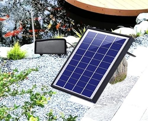 GuKKK Solar Sauerstoffpumpe, 6W Solar Teichbelüfter, Solar Luftpumpe Aquarium Oxygenator, Oxygenator Aquarium Luftpumpe Angelbelüfter mit Rohr Luftblasensteinen, für Gartenteiche (6W)