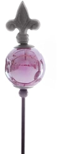 naninoa Metall Stecker französische Lilie. Gartenstecker mit Keramik-Kugel. Gartendeko Gartenverzierung. Violet LILA 80 cm.