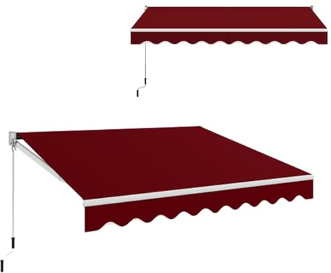 GOPLUS Toldo Retráctil Exterior, Toldo Enrollable Impermeable, con Manivela, Ángulo Ajustable 40-100°y Brazo Articulado, para Terraza Puerta Balcón Jardín Tienda (Rojo Vino, 295X250 cm)