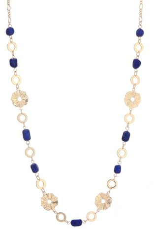 Dazylleco Kette Gold Damen Lange Perlenkette Statement Lang mit Stein Perlen Geschenke für Frauen Gold Modeschmuck