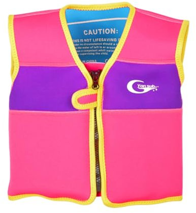 2025 - Gilet de sauvetage 1 pièce pour filles de 1 à 7 ans, parfait pour la piscine, la plage, les activités aquatiques en plein air, maillot de bain d'été confortable, Rose, 5-7years