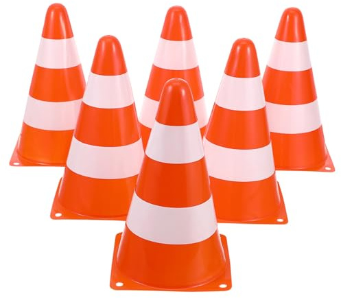 GETAJGHSD 6 Piezas Conos de Advertencia PE Pilones Livianos para Gestión de Tráfico y Construcción Alta Visibilidad y Portátiles