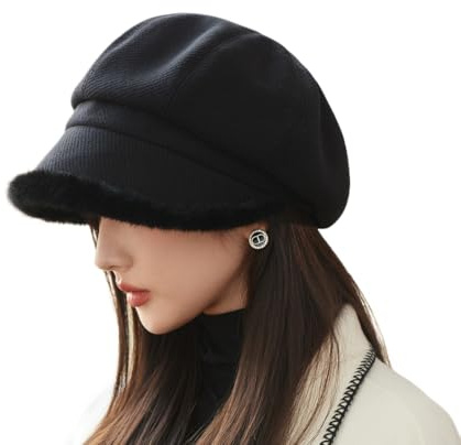 YAMEE Schirmmützen Damen Warme Atmungsaktive,Beret-Hut für Damen Plüsch Mode,Winter-Kappe Windschutz Sonnenschutz,Baskenmütze für Herbst & Winter