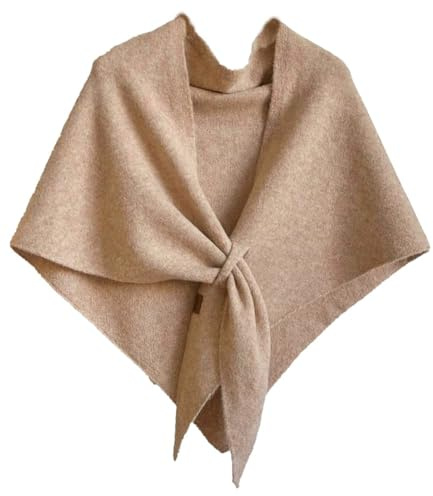 Pashmina sjal wraps kvinnor stickade sjalar och wraps cardigan cape ull kashmir axel topp tröja sjal halsduk 2025, Ljus khaki, one size