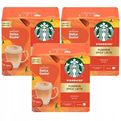 STARBUCKS Pumpkin Spice Latte by NESCAFÉ Dolce Gusto Coffee Pods x12 (Pack of 3, Total 36 Capsules) – Dark Roast | by NESCAFÉ Dolce Gusto, x12, Dark Roast