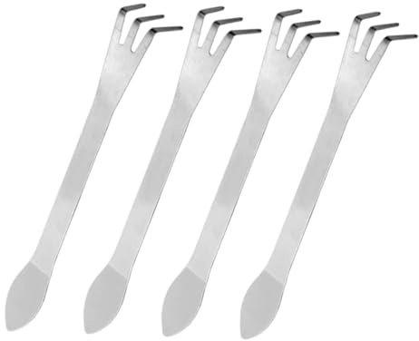 Gadpiparty 4 Piezas Mini Rastrillo de Jardín Pequeño de Acero Inoxidable Herramienta Doble para Aflojar y Prensar Suelo Compacto y Ligero para Bonsáis y Huertos