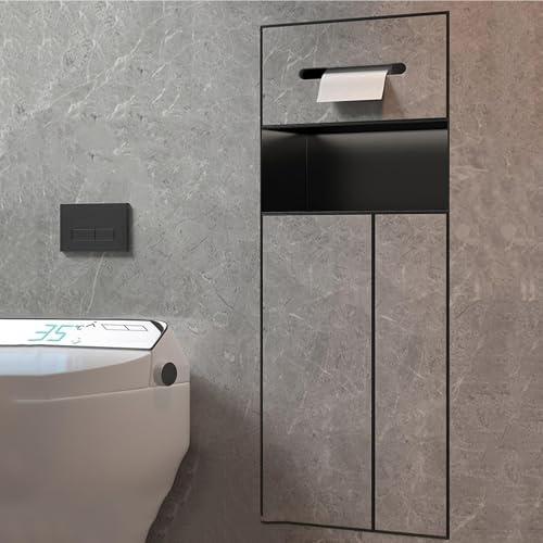 304 Stainless Steel Hidden Trash Can Wall Niche, 4-in-1 Built-in Shower Niche Storage Cabinet, Toilet Paper Waterproof Organiser Holder, for Modern Bathroom Renovation