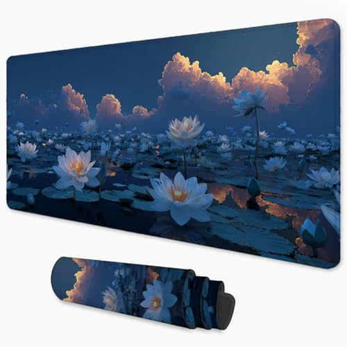 Alfombrilla Ratón Loto Mouse Pad 500x250 mm, Grande Alfombrilla Gaming Noche con Superficie Especial Que Mejora la Velocidad y la precisión, Mousepad Impermeable para Gamers, PC y Portátil 3Y-602