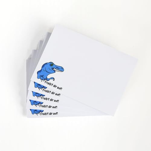 Lustige Haftnotizen mit Dino-Motiv Freib'f dir auf! - der Denkzettel mit Biss | 5 Blöcke à 50 Blatt | Klebezettel für Arbeit, Büro und Homeoffice oder als Geschenk