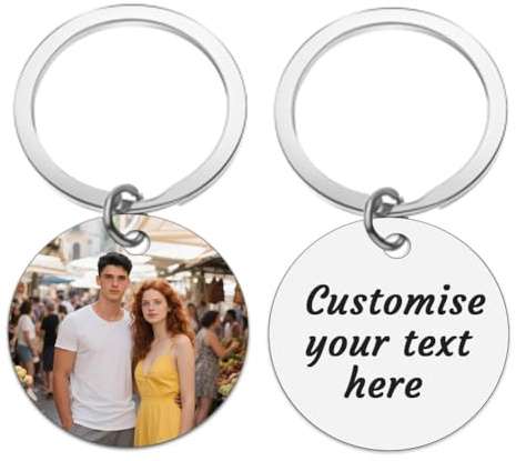 Porte-clés personnalisé avec photo et texte - Cadeau romantique de la Saint-Valentin et d'anniversaire pour lui, petit ami, mari, fiancé ou papa