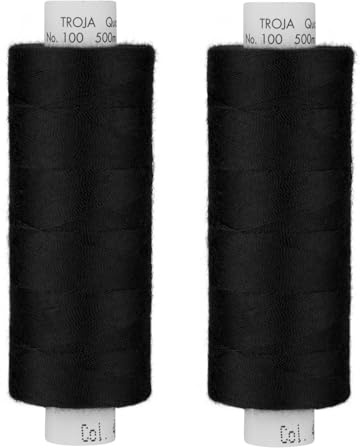 SET 2 x Nähgarn Nähmaschine AMANN TROJA Nähfaden Allesnäher Universal 2 x 500 m schwarz