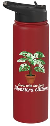 Grow with The Flow Monstera Deliciosa Variegated House Plant Stainless Steel Insulated Water Bottle
