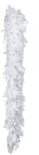 PAPSTAR Federboa weiß mit Lametta in Silber, 180 cm