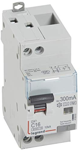 Legrand 410883 Disjoncteur différentiel monobloc DX³6000 10kA arrivée haute et départ bas à vis, U+N 230V, 16A typeF, 300mA