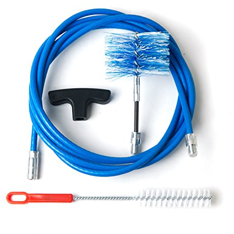 BARETTO Pellet Stove Cleaning Kit, 3 Metre Extension for Cleaning Flue Pipes with 90° Bend, Multi-Purpose Brush, Handle and 1 Nylon Flex Brush 80 mm (3 M)