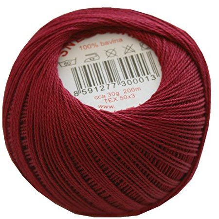 Strickgarn Häkelgarn 100% Baumwolle SNÌHURKA 200 m bordeaux (3494)