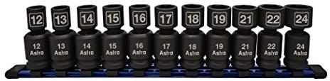 Astro Pneumatic Tool 78244 11Piece 1/2 Drive Nano Pinless Universal Impact Sockets - Metric