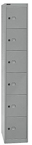 BISLEY Schließfachschrank Office, 1 Abteil, 6 Fächer, T 457 mm, Metall, 355 Silber, 45.7 x 30.5 x 180.2 cm