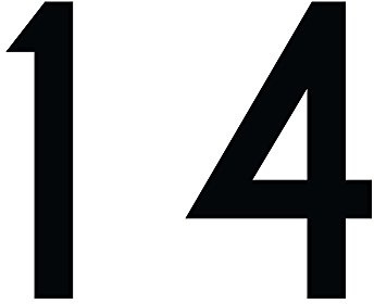 Zahl 14 in schwarz, 30 cm großer Sticker, wetterfeste Klebezahl | Selbstklebende Klebefolie für Hausnummern an Tür, Tor, Garage, Schaufenster und allen glatten Oberflächen