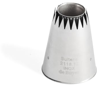 DE BUYER -2118.12 -douille sultane cone rasant cannelee 2cm, Argent | Idéale pour Décorer, Garnir et Remplir, Sans Soudure pour Hygiène Parfaite, S'Adapte aux Poches Pâtissières