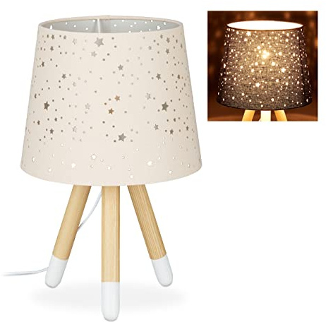Relaxdays 10028043_113 Lampe de Chevet veilleuse pour Enfants,garçons et Filles,E14. Abat-Jour Rond, 40cm de Hauteur,Rose