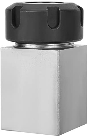 ER25 Collet Block for CNC Lathe, Square Hard Steel Chuck Holder, Silver and Black, 6.9x4.5x4.5cm, Compatible with Engraving Machine and Milling Tools