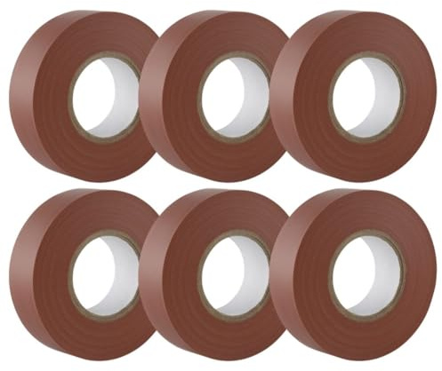 GTSE Isolierband Braun 19 mm x 20 m 6 Rollen | Strapazierfähig, selbstklebend, PVC, zum Schutz und Reparieren von Kabeln
