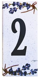 Grenadine Boutique chiffres de porte en céramique décoration lavande dimensions 11 x 5,5 cm Bagno (chiffre 2)