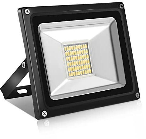 Papasbox LED-strålkastare 12 V, 30 W, 2 400 LM, varm vit 3 000 K, IP65, utomhus, trädgård, gård, terrass, fabrik