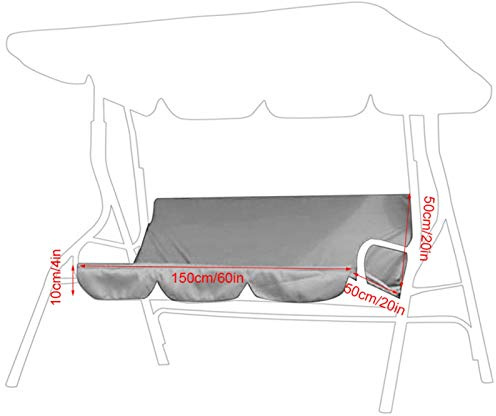 Socobeta Swing Seat Cover Swing Cushion Easy to Clean for Patio for Yard(grey, 12)