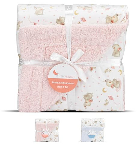 Copertina Neonato Elefante rosa in tessuto Sherpa