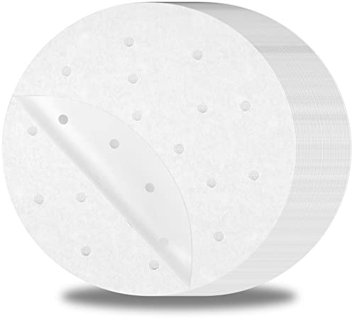 200 Fogli Carta Pergamena Rotonda, 8Inch Carta per Friggitrice Ad Aria, Antiaderente Carta Piroscafo Bambù, Perforata Carta Forno Fogli per Teglia Torte, Cottura al Forno, Tostapane,Cucina