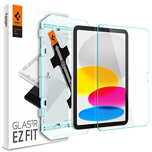 Spigen Glas.tR EZ Fit Schutzfolie kompatibel mit iPad A16 11. Generation 11 Zoll (2025), iPad 10. Generation 10.9 Zoll (2022), Schablone für Installation, Kristallklar, 9H Härte Folie