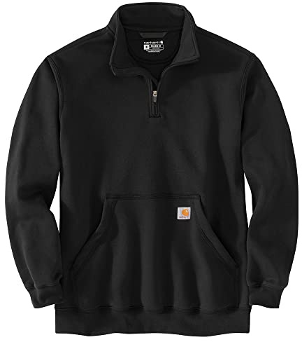 Carhartt herr lös passform, mellanvikt kvarts dragkedja, mock neck sweatshirt, svart, L
