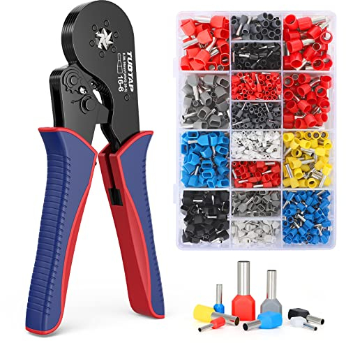 TUBTAP Twin-Aderendhülsen-Set – TUBTAP Aderendhülsen-Zange mit 1150-teiligem Twin-Aderendhülsen-Werkzeugsatz für 0,05–16 mm AWG 28–5