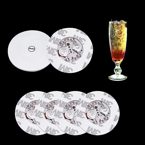 6 Pezzi Sottobicchieri a LED Circolari Bianchi Luminosi Diametro 60mm | Sottobicchiere Lmpermeabili LED per Bevande Tazza Caffè Birra Bottiglia di Vino Bar Club Matrimoni Feste
