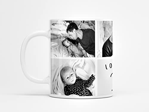 Personalized Dad Photo Mug - Custom 11oz Tea Cup With Up to 5 Photos & Text Best Dad Ever for Birthday, Christmas, Father's Day
