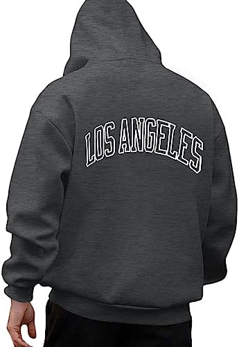 Zofedap Los-Angeles Kapuzenpullover Herren Hoodie Männer mit Backprint Kapuzenpulli Streetwear Sweatjacke Langarm Sweatshirt Frühling Herbst Winter