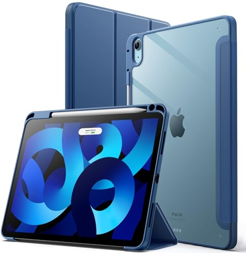 JETech Hülle für iPad Air 11 M4/M3/M2 & Air 5/4 10,9, Navy | Für iPad Air 11 (2026-2024) & 10,9 (2022/2020), Transparente Rückseite, Stifthalter, Schlanker Stoßschutz, Dreifach-Ständer