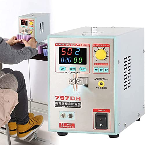 Saldatore a punti per batterie ricaricabili, saldatrice a punti portatile a impulsi ad alta potenza, mini saldatore a punti con schermo LCD con penna per saldatura a punti portatile a doppio uso