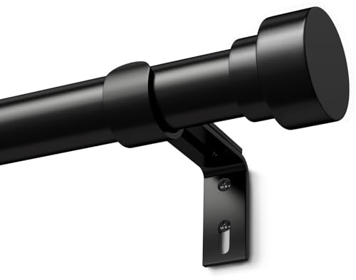 Black Curtain Pole Metal Extendable Curtain Rods Door Curtain Poles for Eyelet Curtains, Black 76 to 228cm