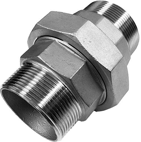 Verschraubung flach dichtend aus V4A Edelstahl 1 1/4 Zoll AG x AG DN32 Außengewinde Außendurchmesser 42mm Gewinde Fitting Trinkwasser Rohr Kupplung Verbinder Anschluss Stück INOX